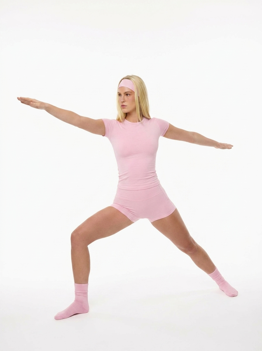 Blush Glow Set — warrior II stance