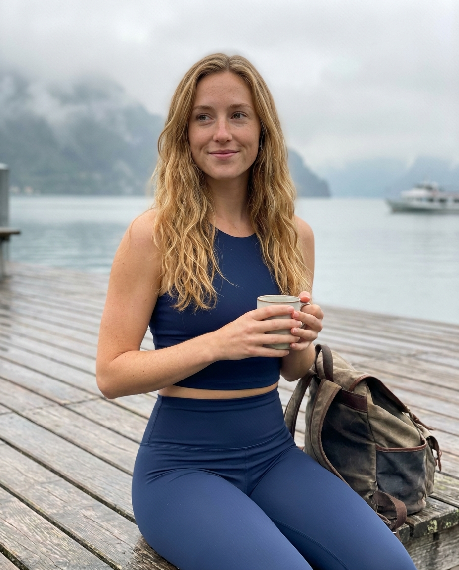 Rachel M. wearing the Navy Blue Set