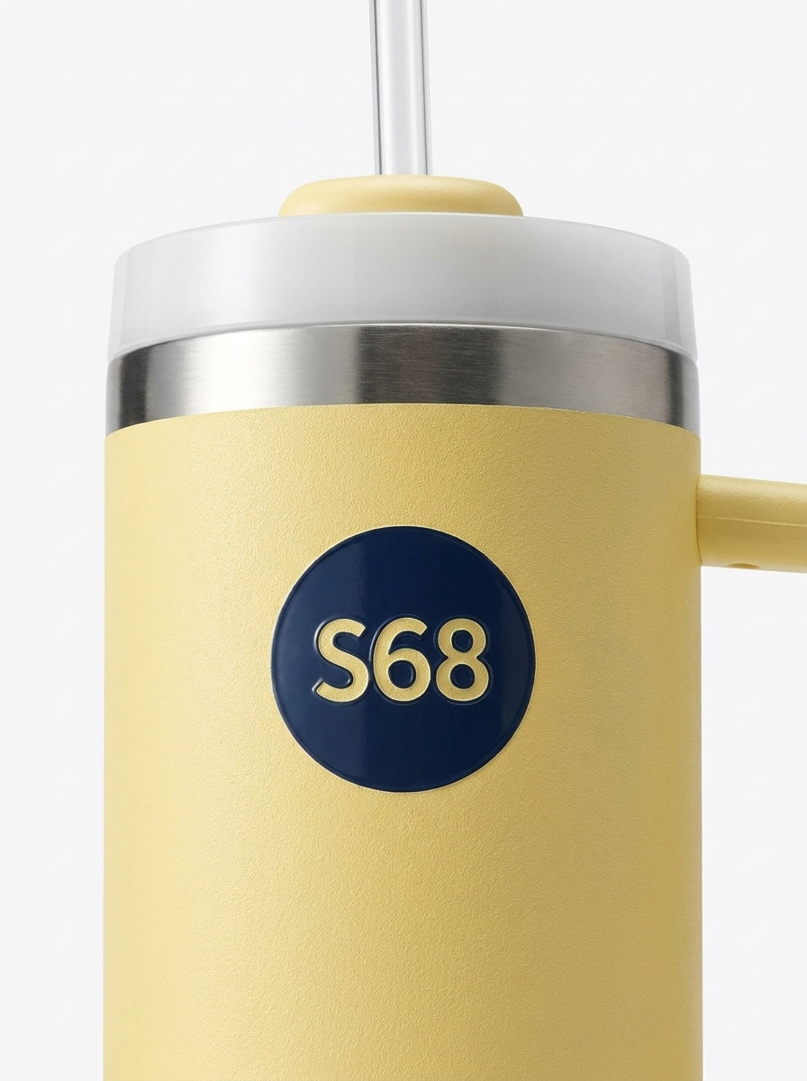 S68 Spring Cup — lid + straw close-up