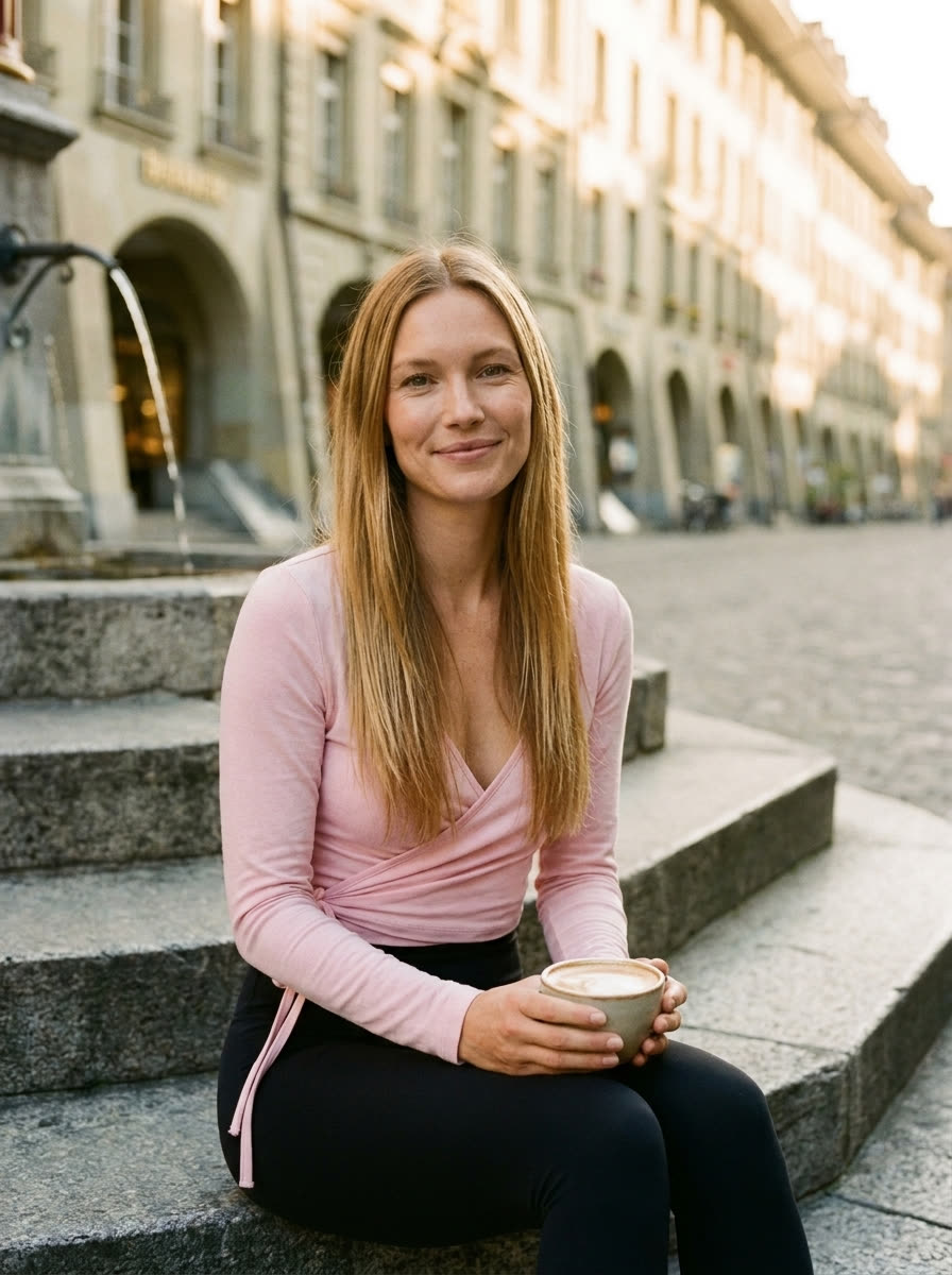 Tessa J. wearing the Wrap Top